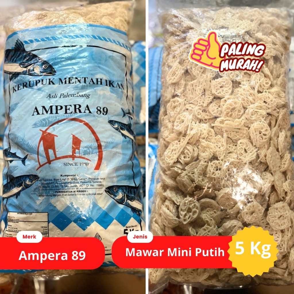 [5 KG] KERUPUK MENTAH MAWAR MINI PUTIH AMPERA 89