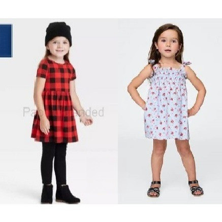 Pabrik branded GP dress kids P1 XL 3 6 12 18 24 month bulan 4 12 13 years tahun kotak merah biru hij