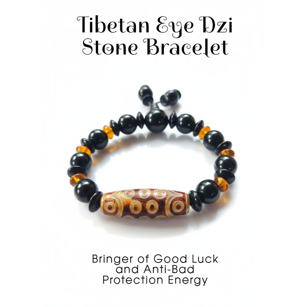 Gelang Dzi Bead Tibet & Batu Onyx
