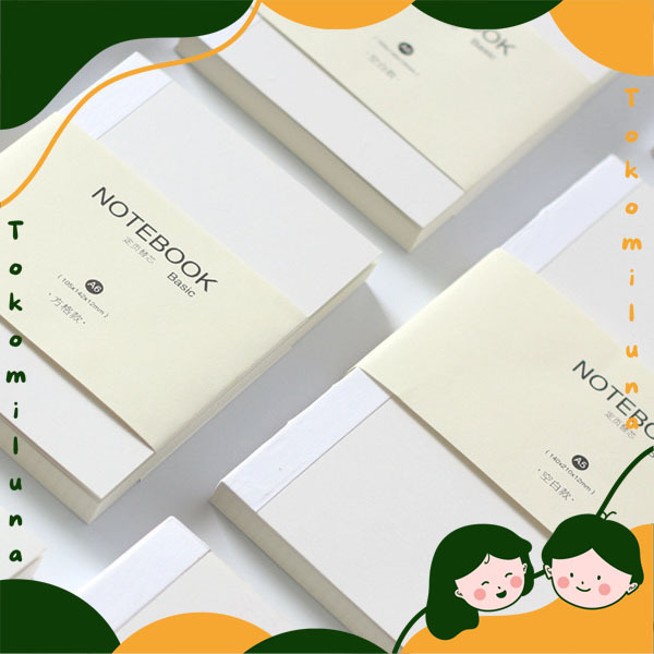 Buku tulis notebook basic all white muji style simple minimalis aesthetic DIY journal planner MK1608