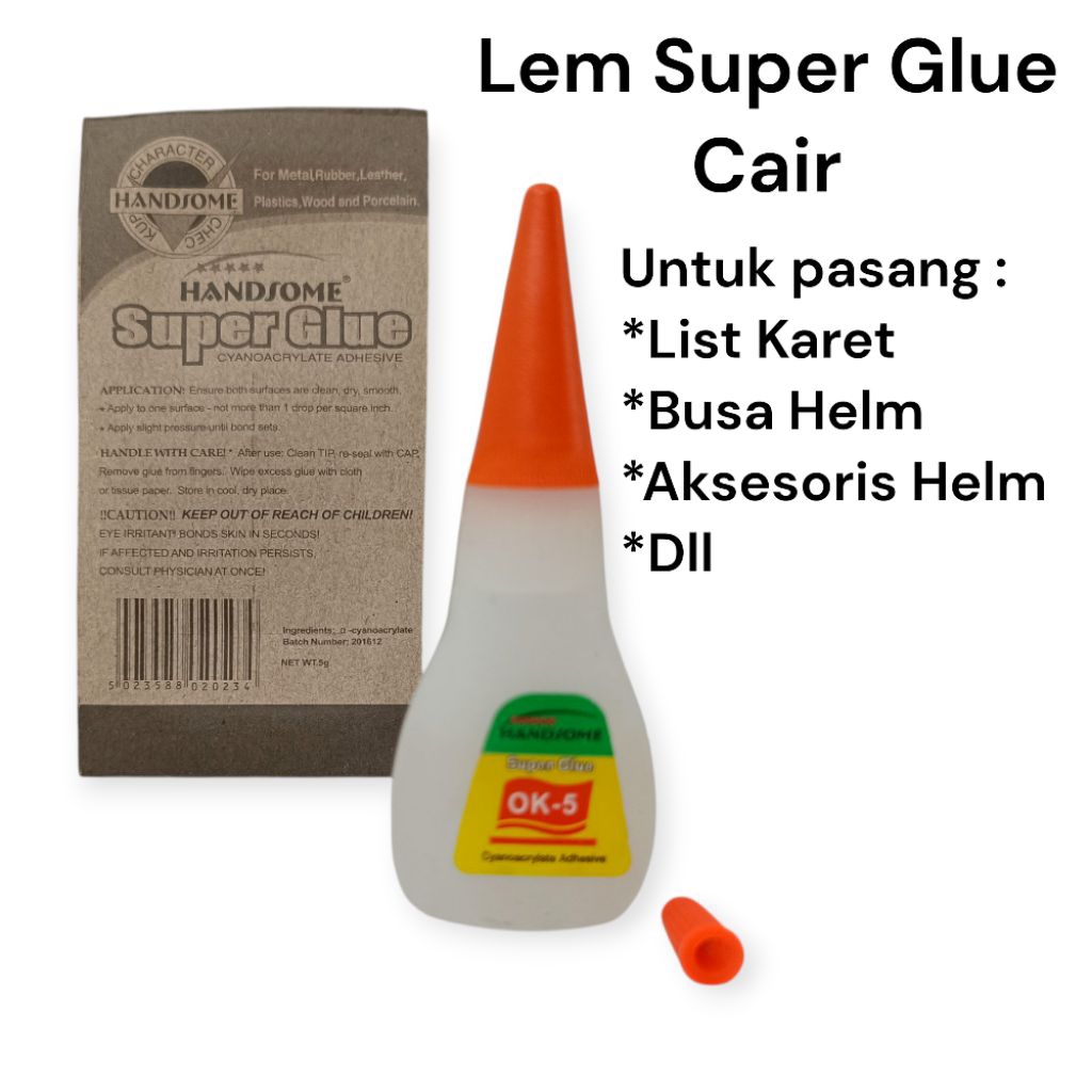 Lem Super glue Botol kecil Lem Serbaguna Lem Busa Helm List Karet Helm