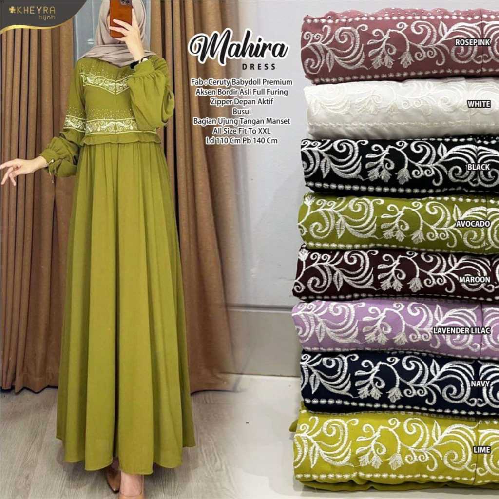 Mahira Dress Original Kheyra Mahira Kheyra Ceruty Babydoll Premium Aksen Bordir Asli Full Furing (Al