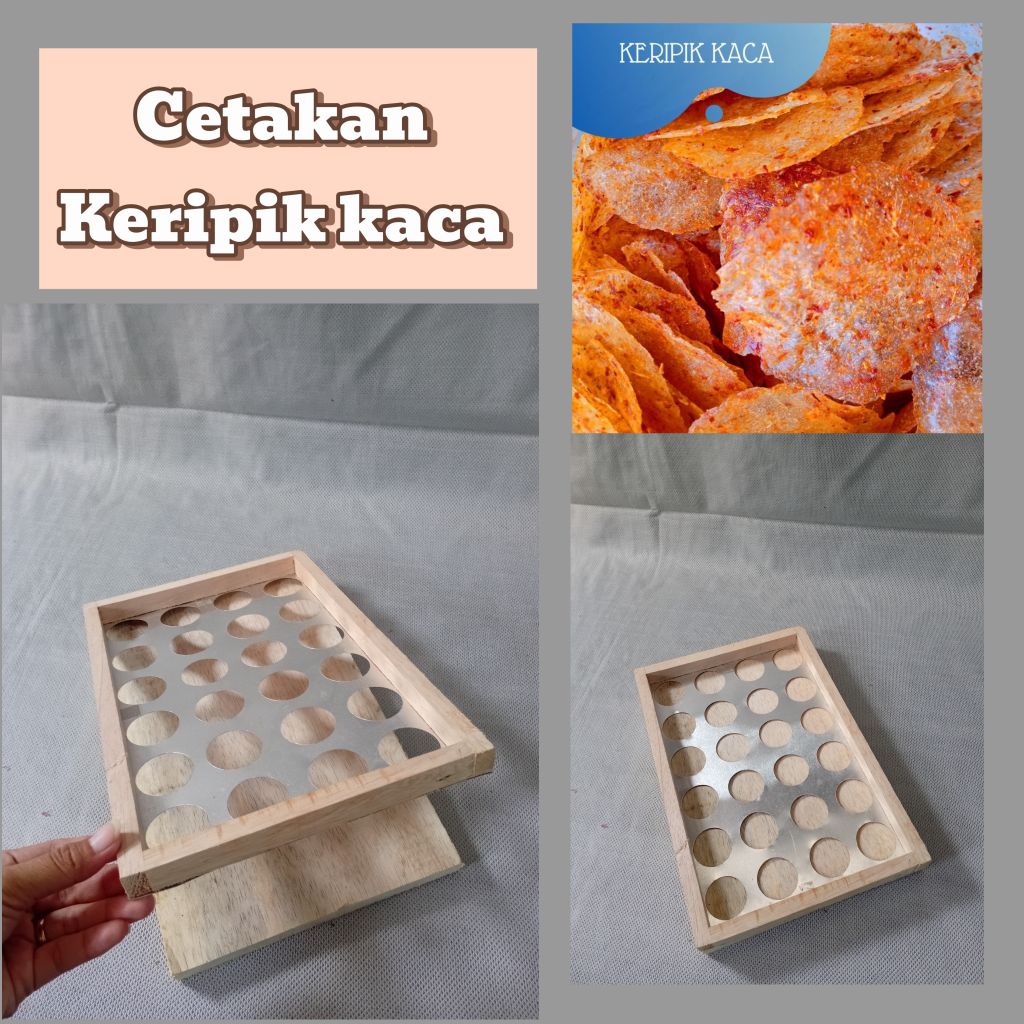 Alat Cetakan Keripik Kaca Ukuran 4A dengan lubang 24 bahan kayu+Alumunium