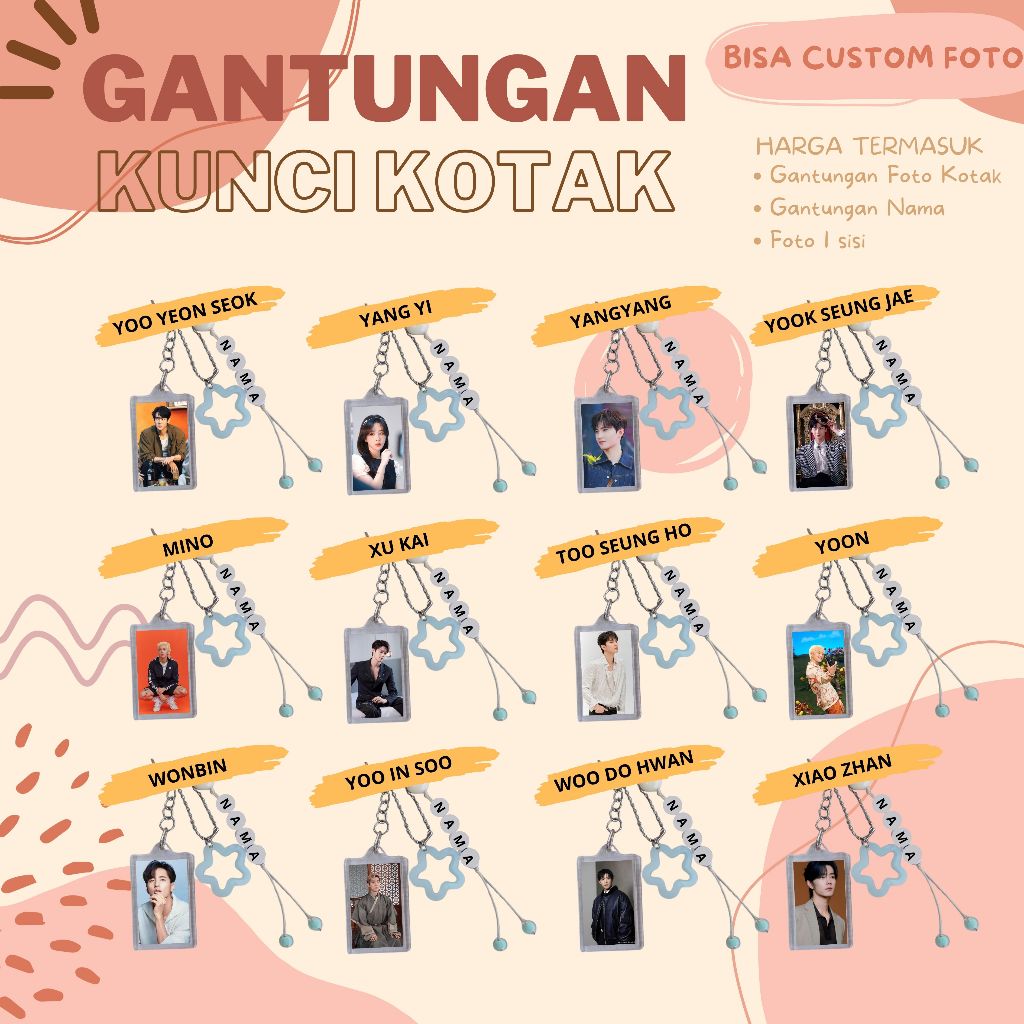(BISA CUSTOM) GANTUNGAN KUNCI KOTAK KPOP I MINO I YOON I WONBIN I WOO DO HWAN I XIAO ZHAN I XU KAI I