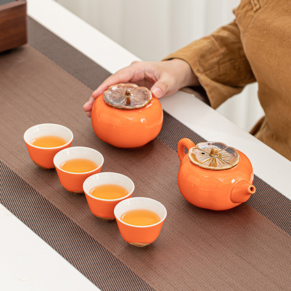 Persimmon Chinese Tea Set 6 Pcs / Chinese New Year Hampers / Hamper Gift Kado Souvenir / Satu Set Te