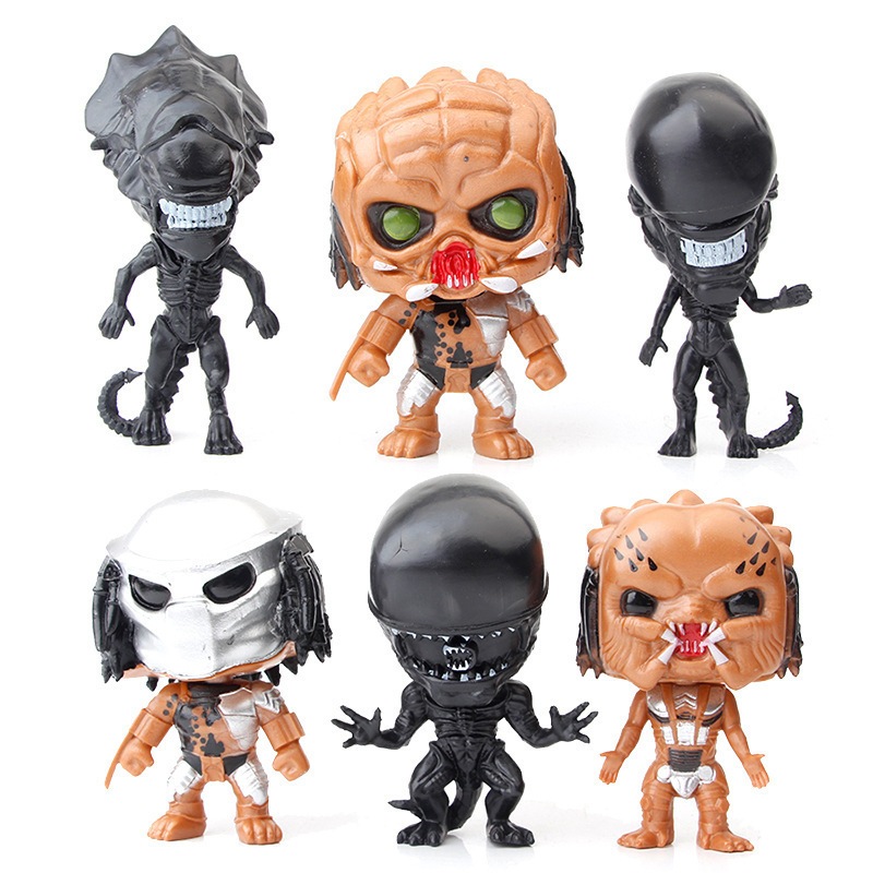 Action Figure POP AVP ALIEN vs PREDATOR set isi 2 pcs - Miniatur Topper Kue Pajangan Mainan Monster 