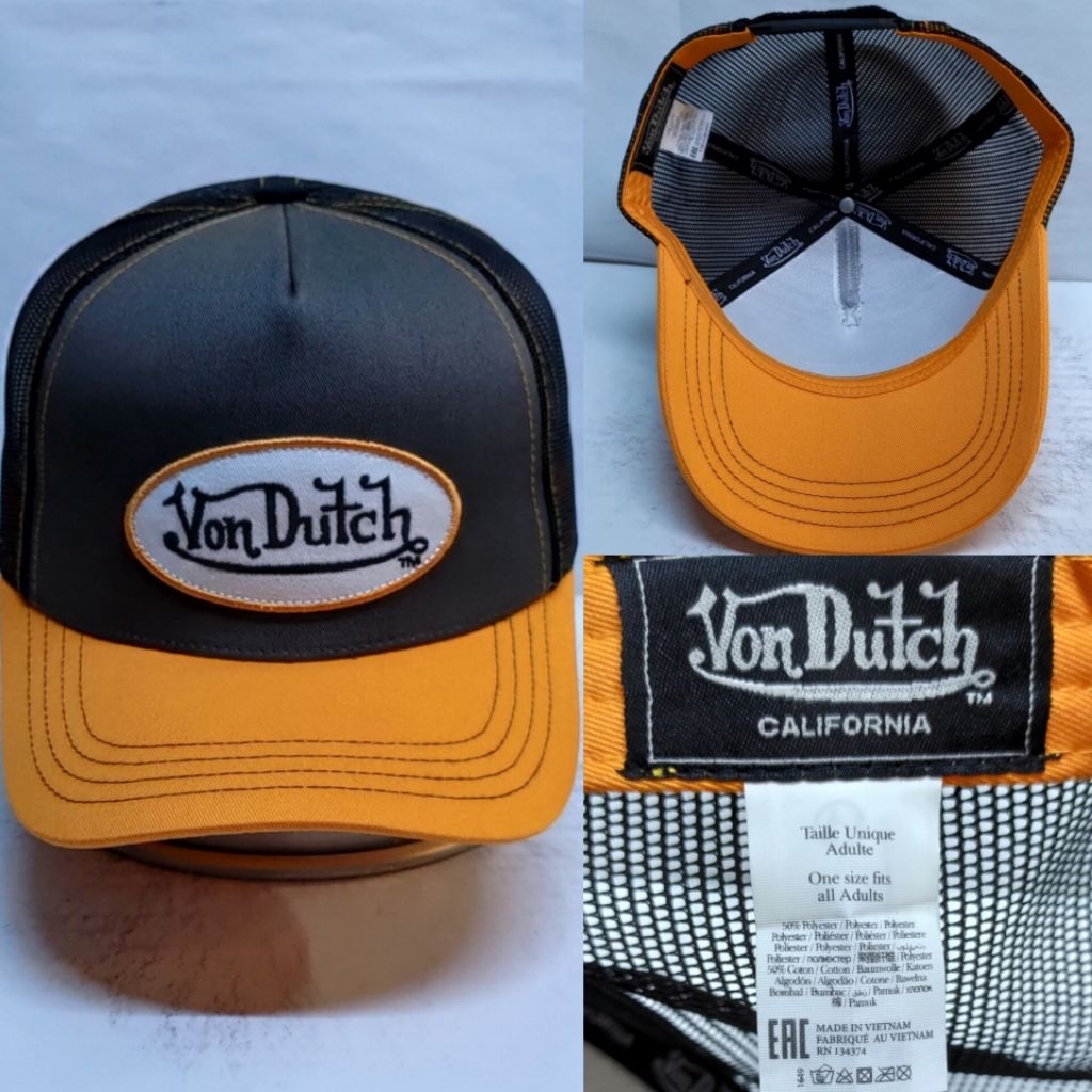 Topi Von Dutch California 3Tone A-Frame Trucker Cap Authentic Ori 2nd Like New