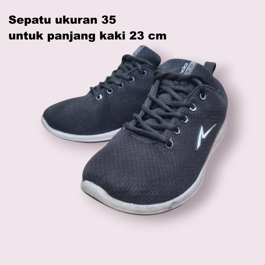 Sepatu Sekolah Ando Nitta Ukuran 35 Tali Hitam Putih Sepatu Anak Perempuan Laki-laki SD SMP Olahraga