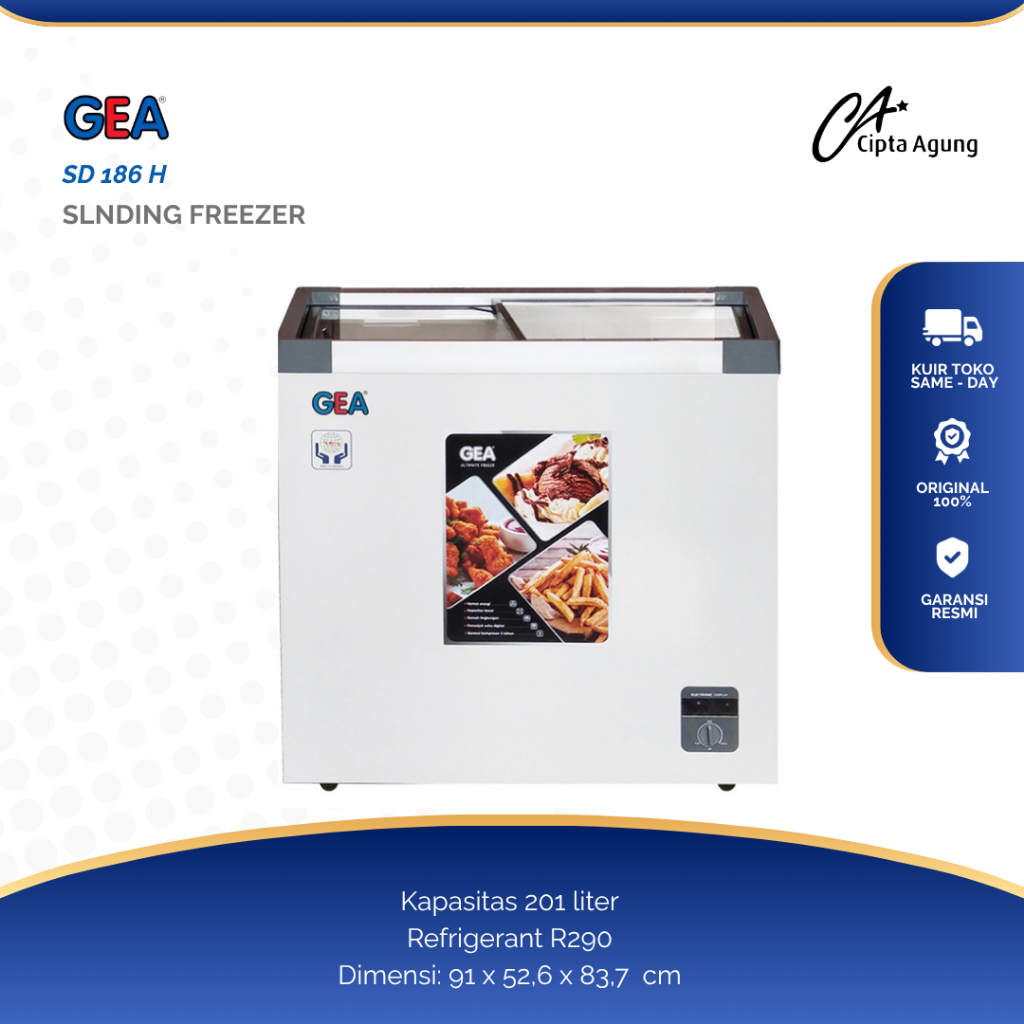 GEA SLIDING FREEZER  FLAT GLASS FREEZER KACA ATAS SD 186 H SD186H SD 186 H SD-186H SD SD103 SD 103 S
