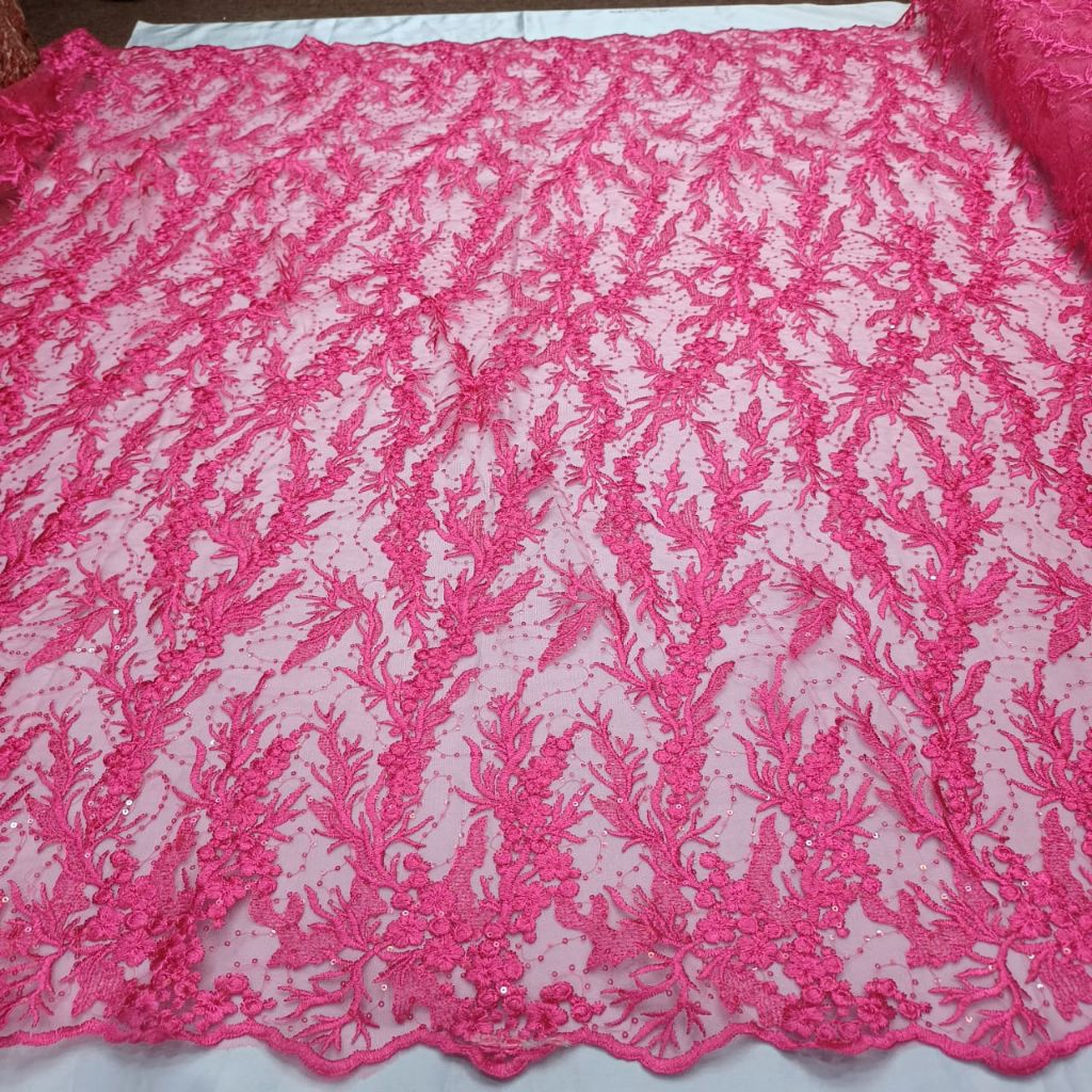 Kain Tulle bordir motif  Akar / bahan kebaya bordiran tebal