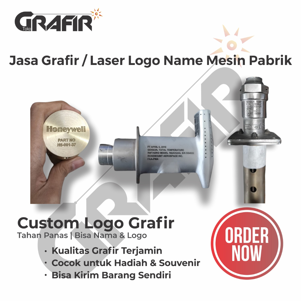 Jasa Laser Grafir Logo / Nama Mesin Pabrik Stainless & Logam