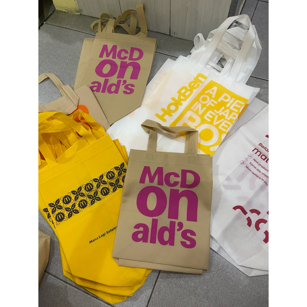 totebag tas mcdonalds mcd hokben matahari ORIGINAL goodie bag spunbound shopping bag pasar belanja