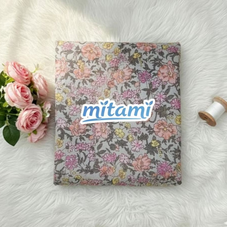 Kain Sifon Sutra Printing Motif Bunga – Cocok untuk Gamis, Blus, Kebaya Modern (Harga Kain Per½ Mete