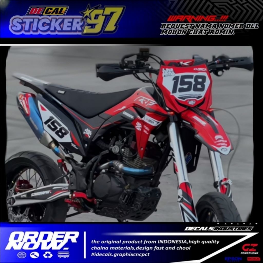 DECAL CRF 150 L FULLBODY MOTIF MERAH HITAM KEREN BEBAS RUQUES