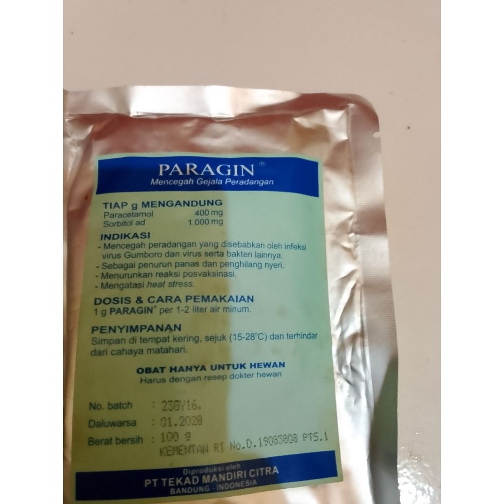 paragin (obat untuk unggas)