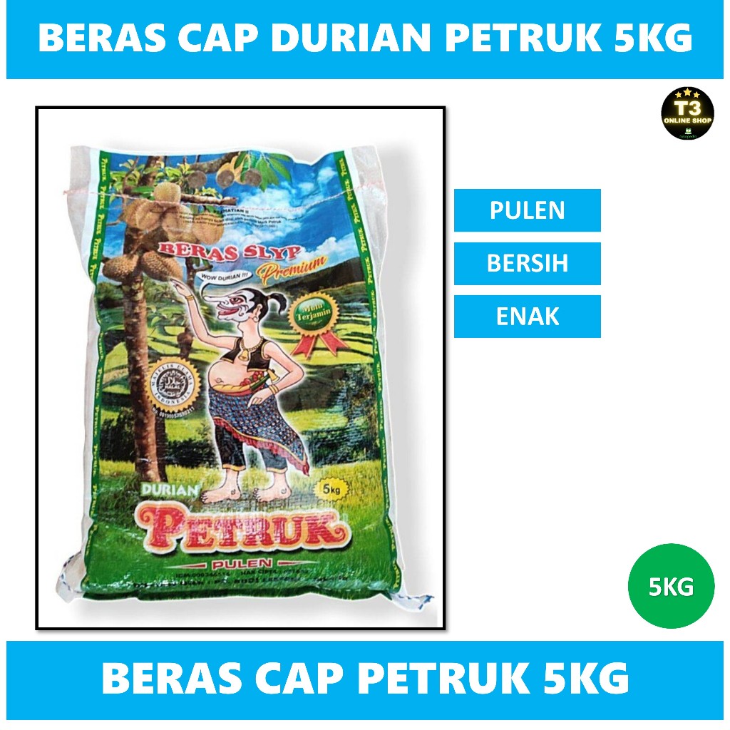 beras cap petruk 5kg beras slyp premium durian petruk - CAP PETRUK 5KG