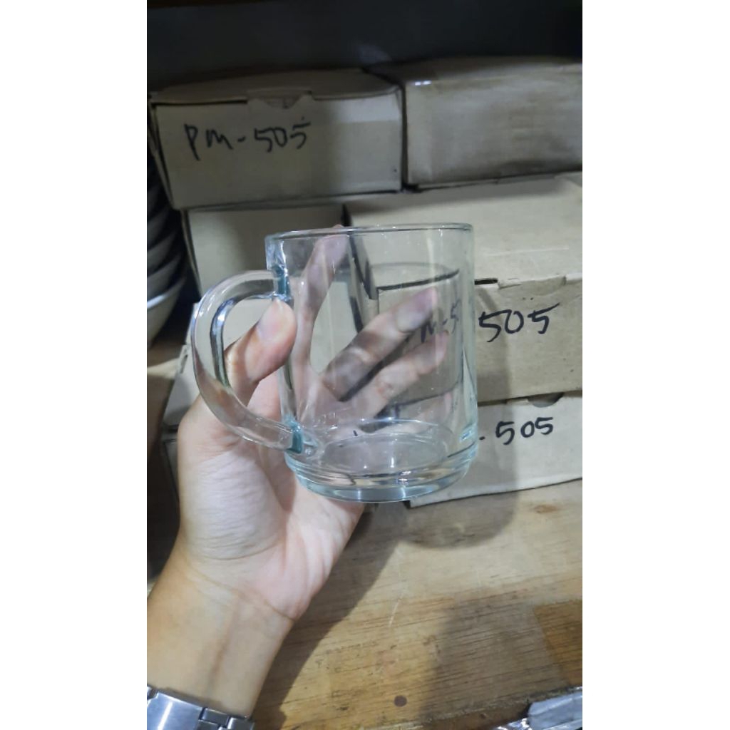 1lusin gelas kaca kopi polos