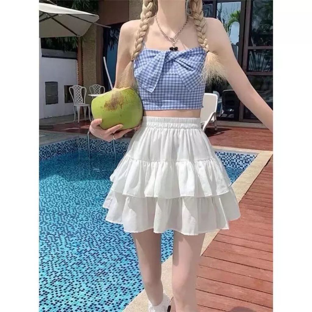 Rok POLLY Mini Skirt Susun Pendek / Rok Wanita Pendek