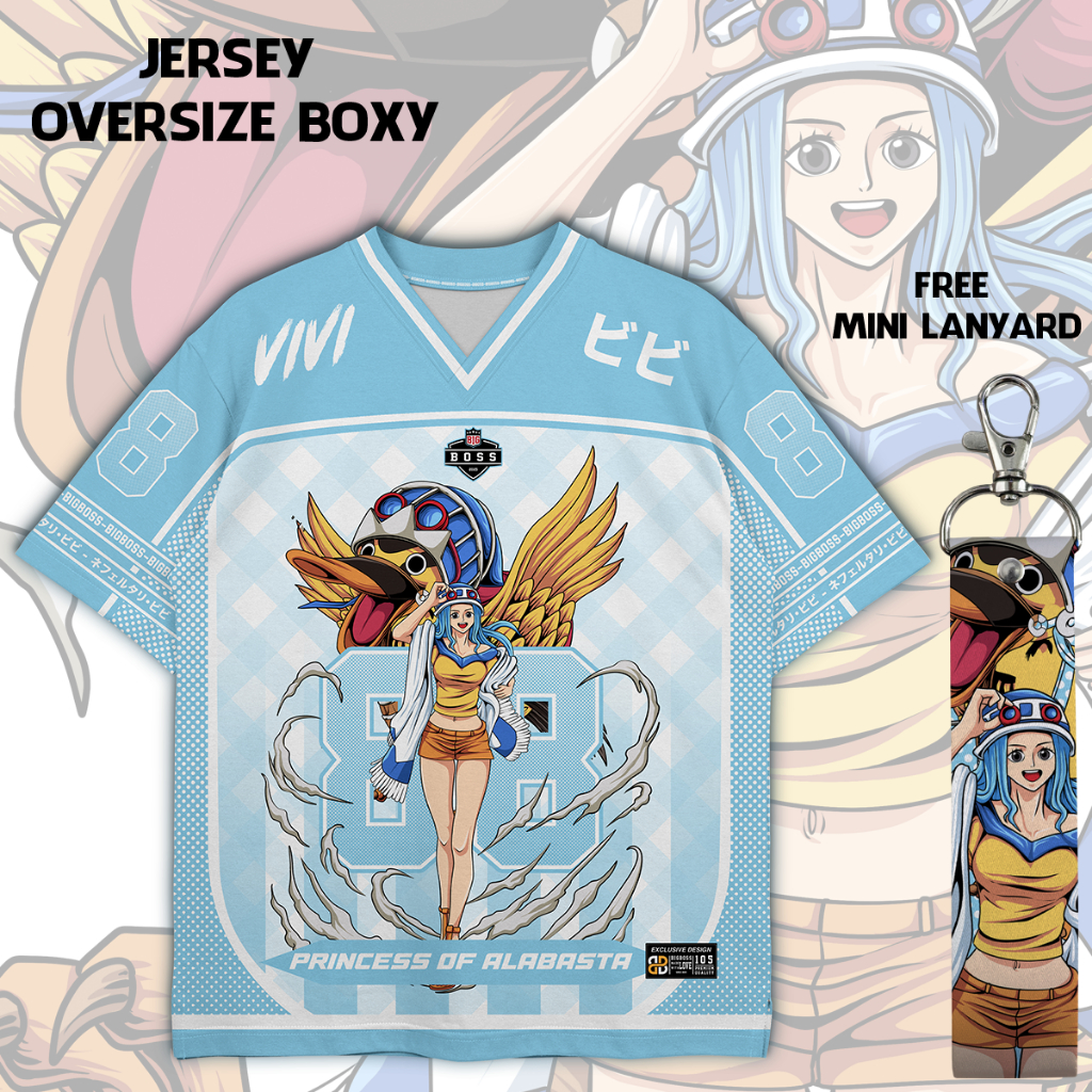 (Gratis Lanyard, Stiker) BIGBOSS Baju Jersey Anime One Piece Unisex Oversize 105 Nefertari Vivi