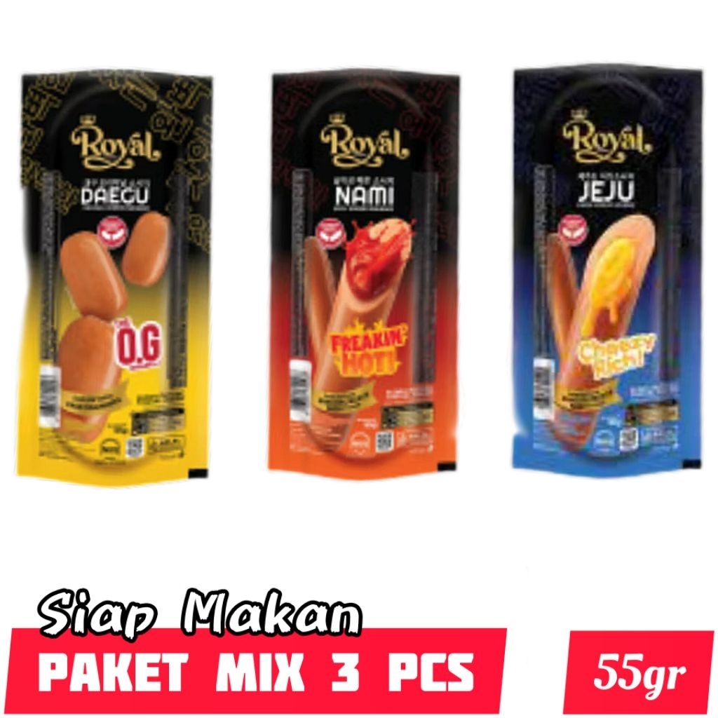 Paket Mix 3 Sosis Royal Belfoods Siap Makan 55gr Korean Sausage