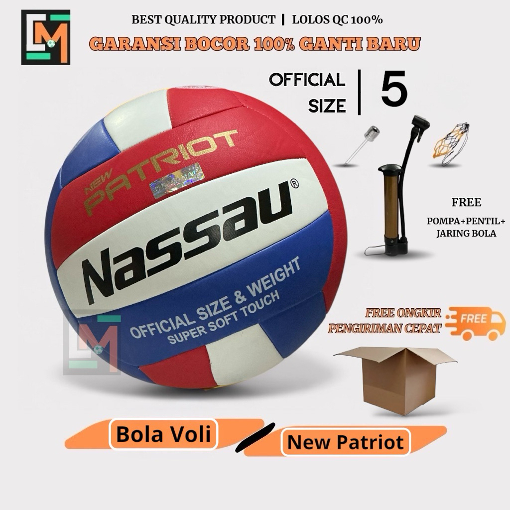 Bola Voli Bola Voly Bola Volley Nassau New Patriot Size 5 Original Jahit Mesin