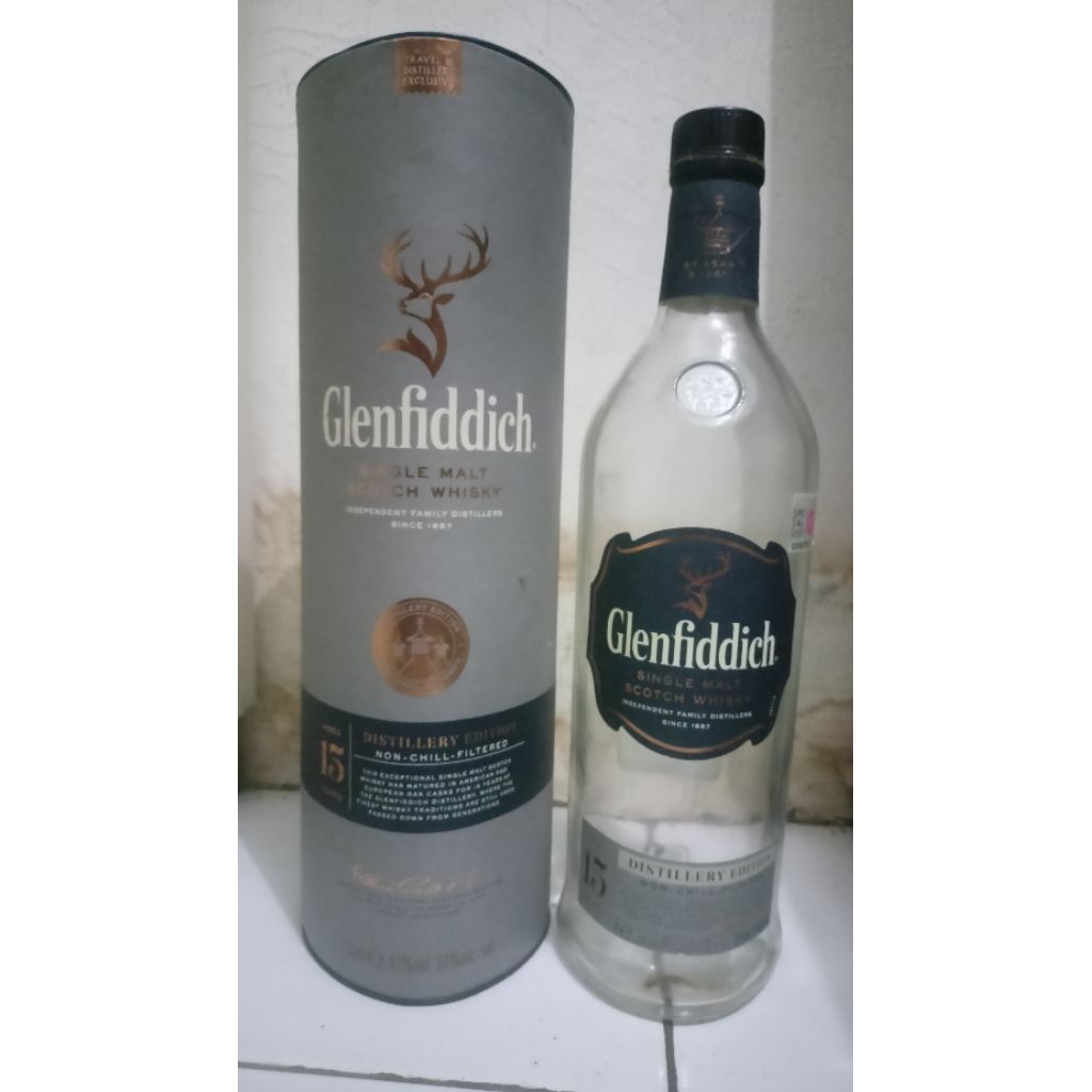 Jual Botol Bekas Glenfiddich 15 Y.O Distillery Edition - 1 Liter ( LENGKAP DENGAN BOX )