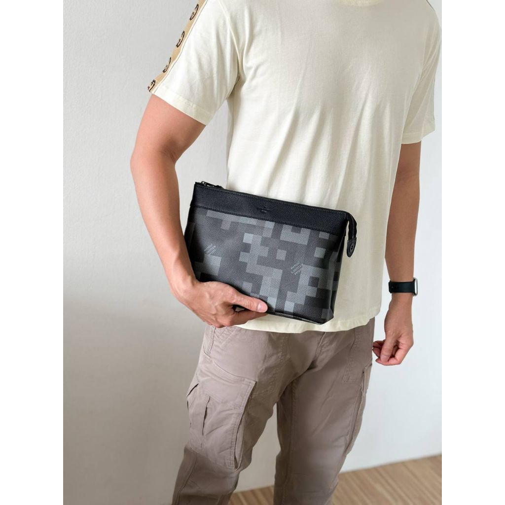 Tas Men pochette voyage souple pixelated damier damoflage