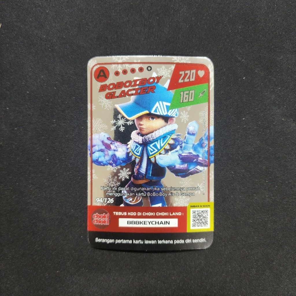 Kartu Rare Boboiboy Choki Choki Silver Card - Boboiboy Glacier (A Rank Card) (Monsta Galaxy Card x C