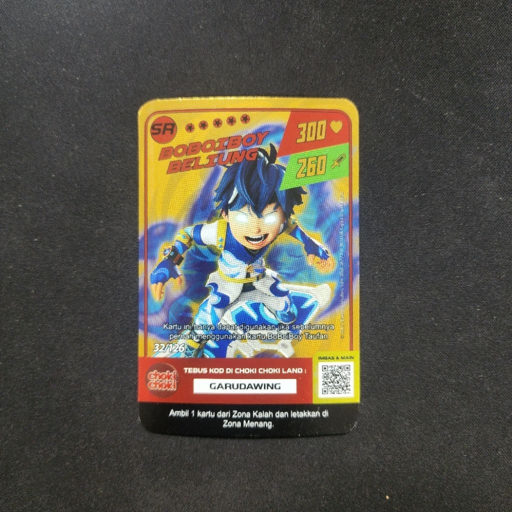 Kartu Rare Boboiboy Choki Choki Gold Card - Boboiboy Beliung (SR Rank Card) (Monsta Galaxy Card x Ch