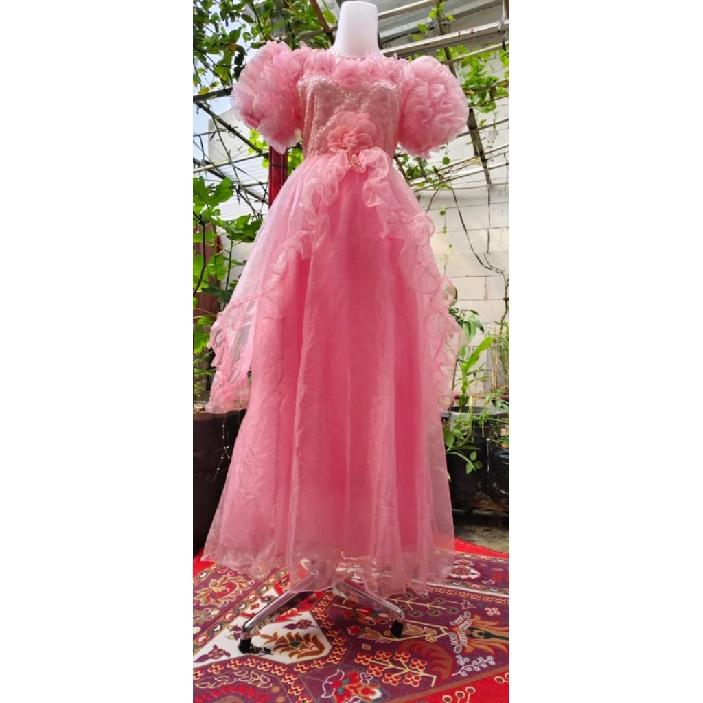 SALE Dress/Gaun Pesta Fairy Pink- Party - Penyanyi - Brithday - Pink Lengan Balon Ala Noni Belanda