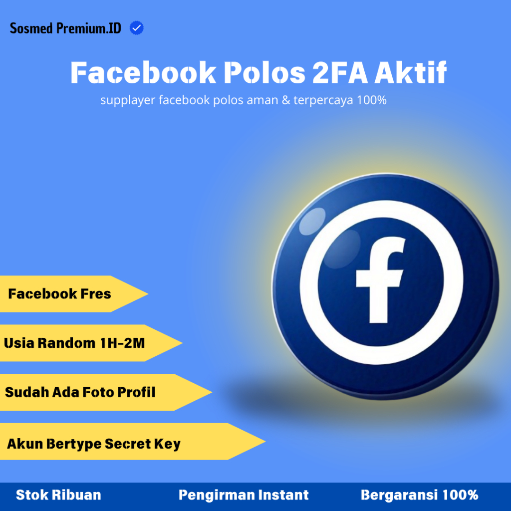Akun Facebook Polos Fresh 2FA Aktif & Nonaktif Akun Berkhualitas Premium | Sosmed Premium ID