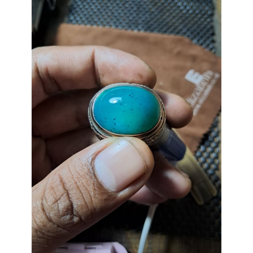 Batu Bacan Selasih Giwang Perak Tebal Lawas