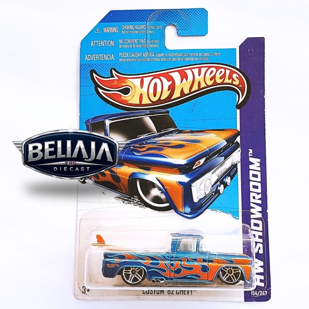 HOT WHEELS CUSTOM 62 CHEVY BLUE METALLIC FLAME HW SHOWROOM