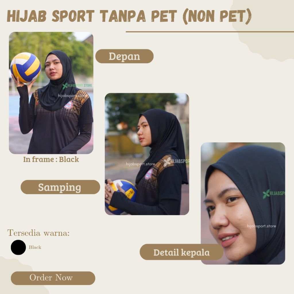 Hijab Sport Tanpa Pet (Non Pet)