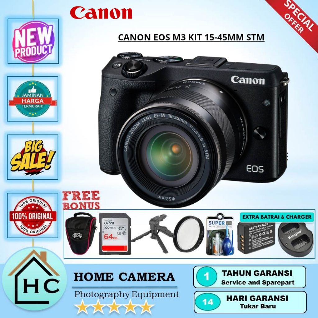 [BARU] CANON EOS M3 / CANON M3 KIT 15-45MM IS STM WIFI