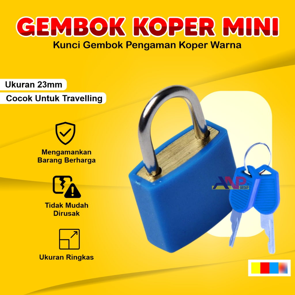 ANP88 Gembok Mini Koper / Gembok Koper Umroh dan Haji ukuran 23mm / Kunci Koper Gembok Mini Warna