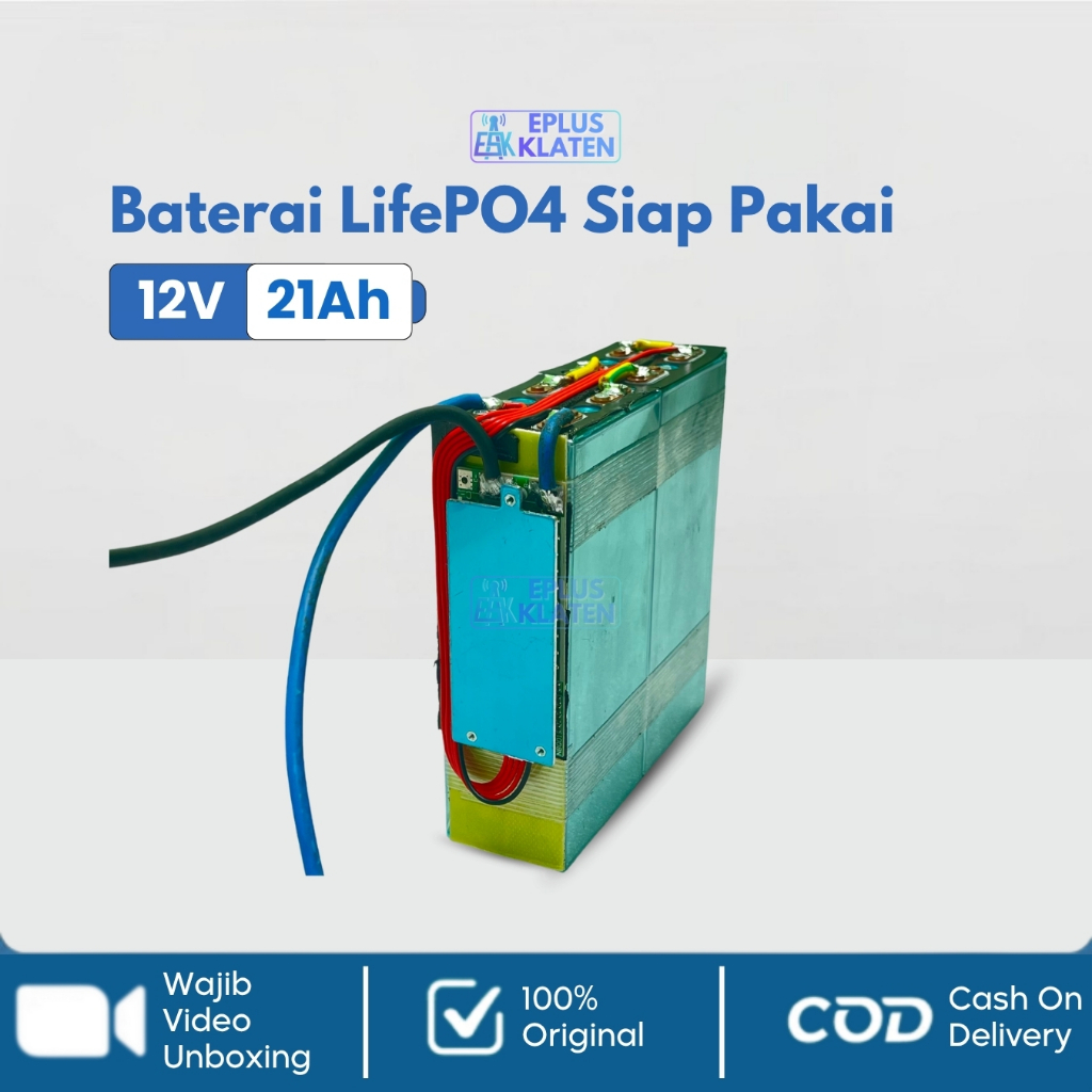 Battery LifePO4 12V 21Ah 12 Volt + BMS Siap Pakai Baterai Setrum PDC PAC Accu Aki Motor 20Ah - BT138
