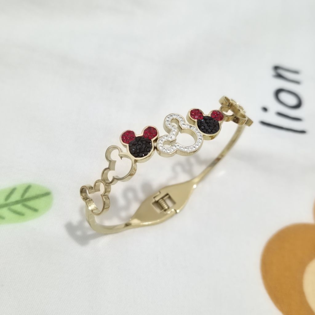 Gelang Tangan Bangle Mickey Titanium premium