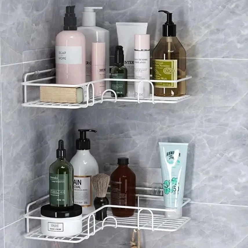 Rak Sudut Kamar Mandi Tempel Dinding Keramik Rak Dapur Besi Serbaguna Rak Sabun Kamar Mandi Rak Kama