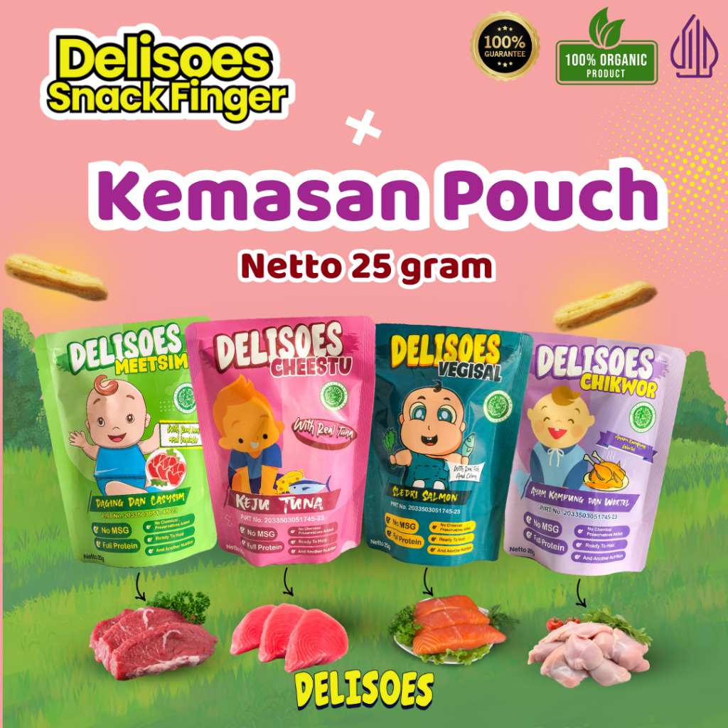 DELISOES - Cemilan Soes Kering untuk Tumbuh Gigi Bayi 8 Bulan+ - Kemasan Pouch