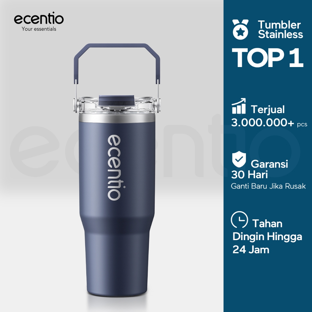ecentio botol minum stainless steel 1200ML Termos tahan panas dingin 24 jam Kapasitas besar Outdoor 