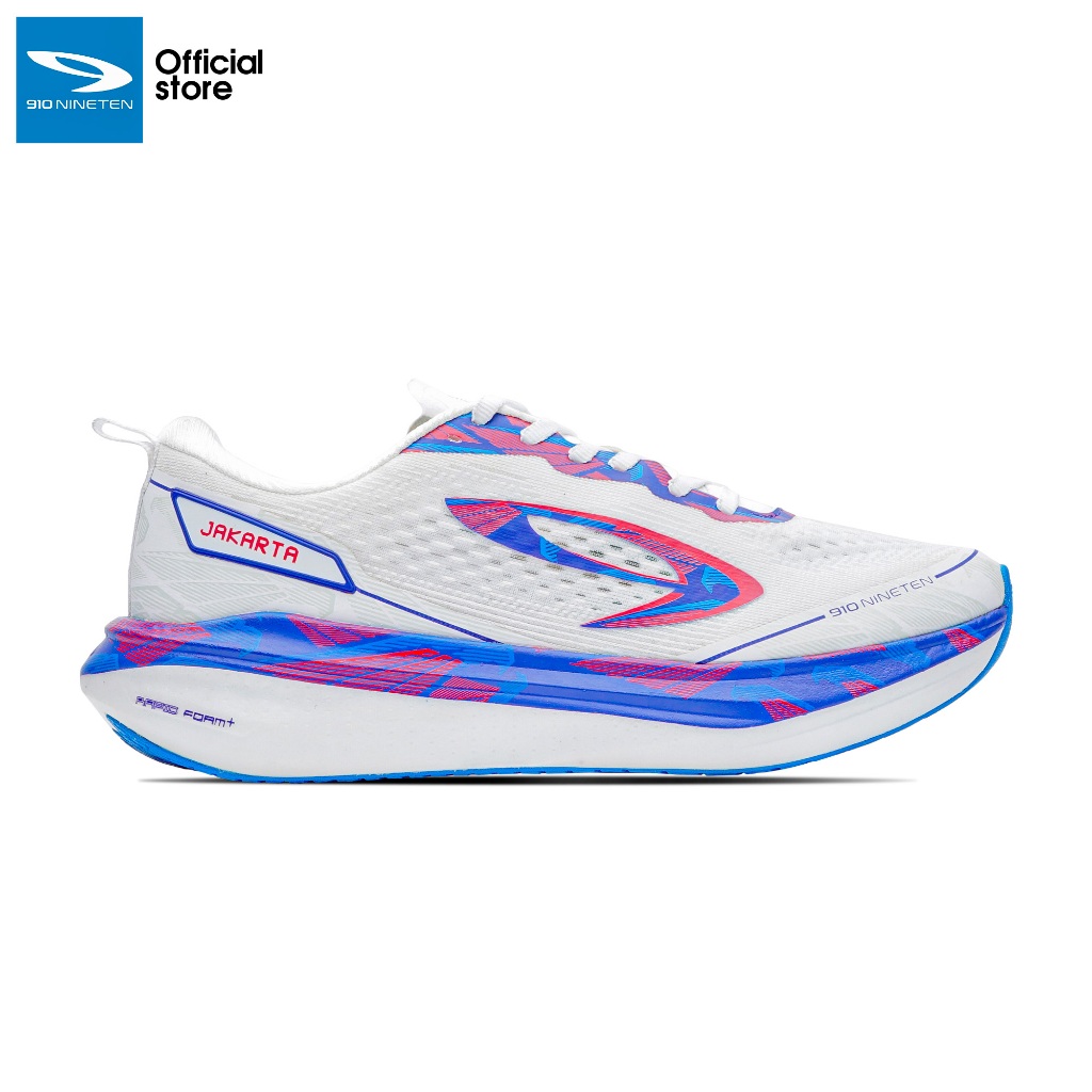 910 Nineten Aurorun Stride SE JAKARTA Sepatu Lari - PUTIH/BIRU TUA/MERAH