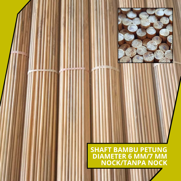 Shaft Arrow Bambu Petung Pannjang 80 cm Diameter 6mm 7mm Nock/Tanpa Nock