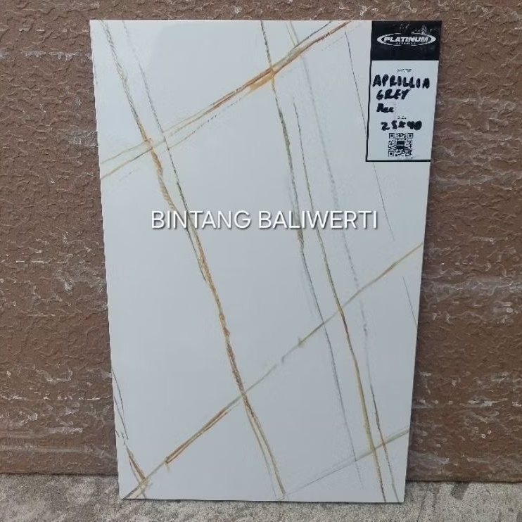 Keramik 25x40 Cutting Kilap / Platinum Glossy Motif Gold Emas