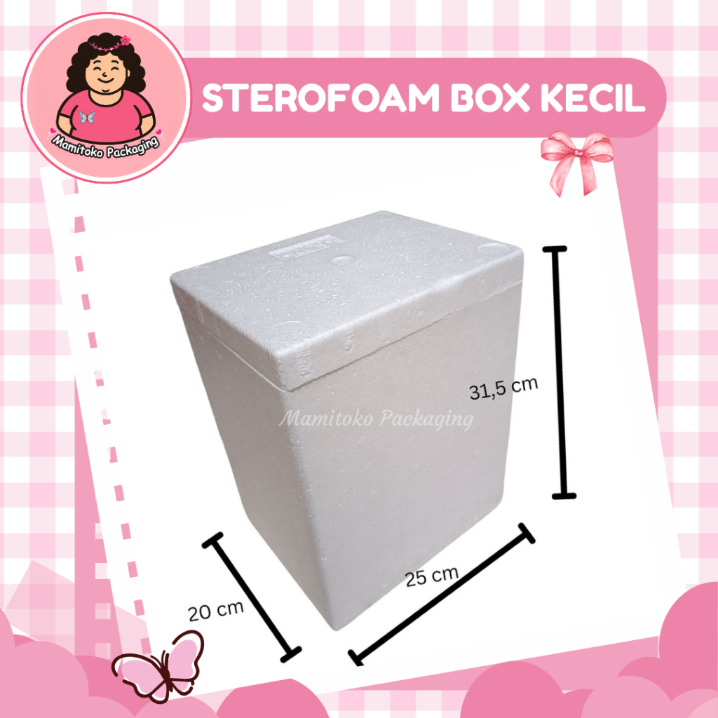 Box Sterofoam Kecil 25x20x31,5 cm Tebal – Kotak Es Ikan Ayam Daging Frozen Food Cooler Box