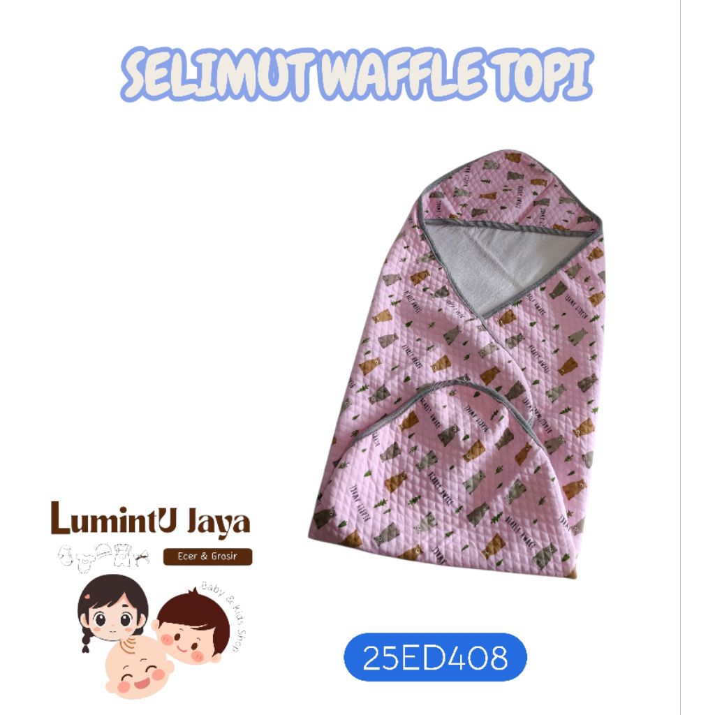 Selimut waffle topi | pink