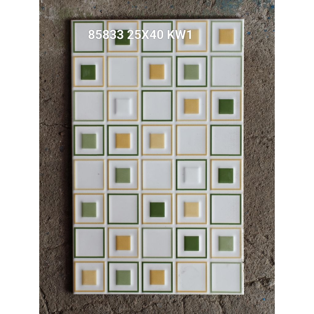 Keramik Dinding 25x40 85833 Yellow Motif Kotak KW1