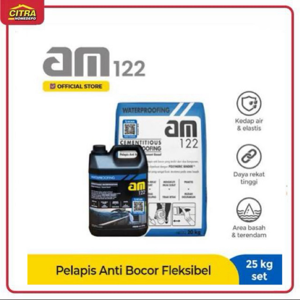 Pelapis Anti Bocor AM 122 Waterproofing Cement Based 25Kg – Area Basah & Terendam Air