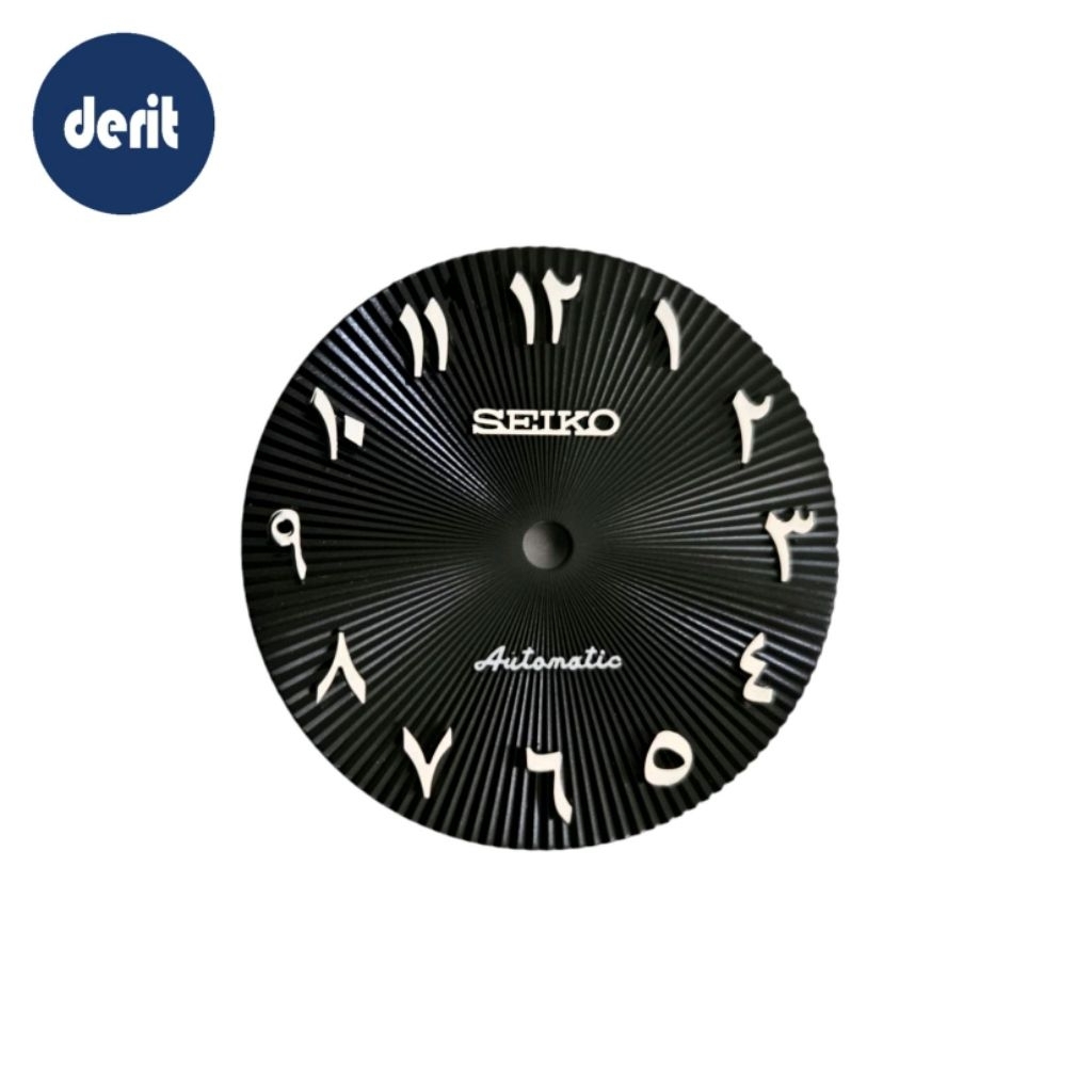 Dial Jam Seikomod Arabic Hitam Tekstur Garis NH35 NH36 Automatic 28.5mm