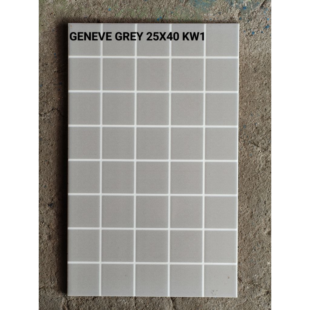 Keramik Dinding 25x40 Geneve Grey Motif Kotak Kotak KW1